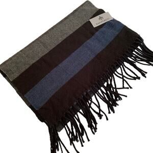 Rainforest Charcoal Navy Wide Stripe Scarf NWT